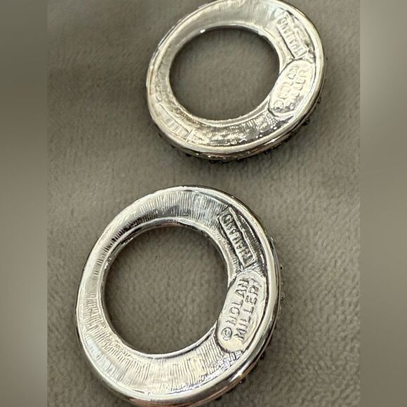 Nolan Miller Vintage Ombré Rhinestone Circle Earrings – Signed Designer Glam - Picture 15 of 17